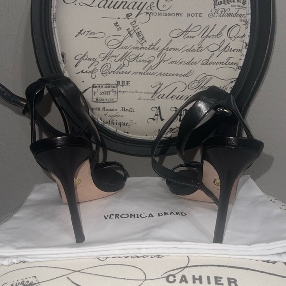 Veronica Beard Black Darcelle Ankle Strap Sandal Heeled Stiletto Leather Sz 10 - Picture 5 of 8